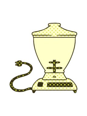 Bir gıda karıştırıcısının el çizimi çizgi film karalamalarının renk animasyonu değişiyor