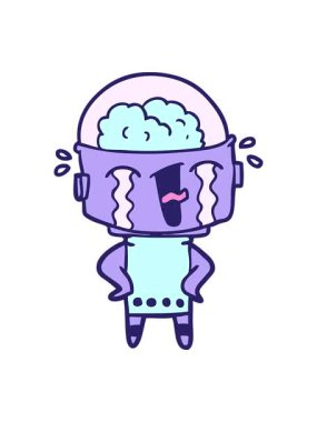 Karikatür ağlayan robotun animasyonu