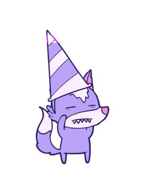 Parti şapkalı kurt çizgi filminin animasyonunu çalıştır.