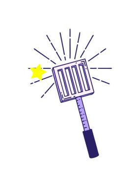 Parlayan yıldızlar geleneksel dövme stili mutfak spatulasının animasyonunu etkiler.