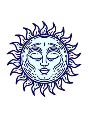 Geleneksel ortaçağ güneşinde dövmenin neon ışığı etkisi