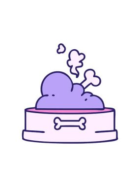 Bir köpek maması kasesinin kemikli animasyonu.