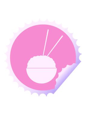 Pikselleştirme efekti pirinç kase dairesel kabuk soyma etiketi canlandırması