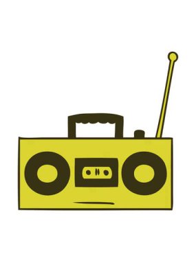 Bir retro kasetçaların el çizimi çizgi film karalamalarının renk animasyonunu değiştiriyor