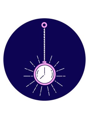 Bir dövme stili altın cep saatinin neon ışık efekti canlandırması