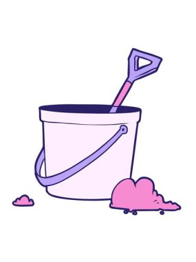 Çizgi film kovası ve maça hareketli animasyonu