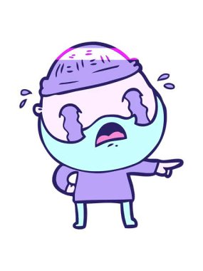 Ağlayan sakallı adamın animasyonunu canlandır.