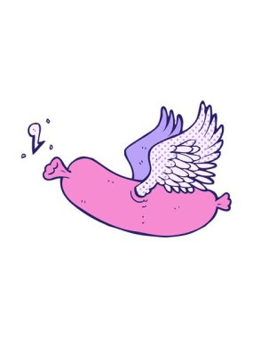 Parlak ışık efekti çizgi film uçan sosisin animasyonu