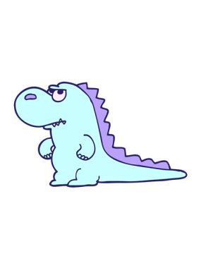 Karikatür karikatürünün hareketli animasyonu rahatsız edici bir dinozor.