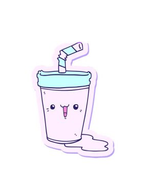 Tatlı bir karikatür gazozunun çıkartmasının canlandırmasını çalıştır.