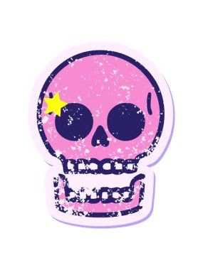 Parıldayan yıldızlar, bir kafatasının sembolik dövmeli görüntüsünün animasyonunu etkiler.