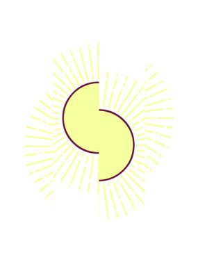 Işıl ışıl parlayan bir güneşin ikonik dövme stili görüntüsü bölünen hareket canlandırması