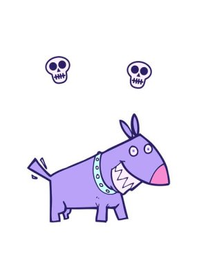 Teriyer köpek çizgi filminin dönen kafatası animasyonu