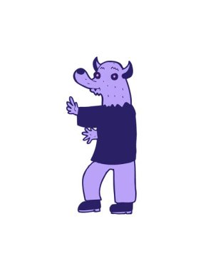 Çizgi film kurt adam animasyonunun pixelize etkisi