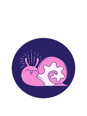 Dövme stili mutlu bir salyangozun animasyonu.