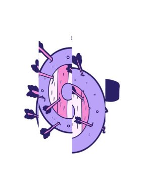 Oklarla dolu kalkanın bölünme hareketi canlandırması