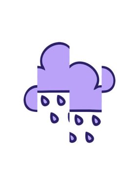 Fırtına yağmuru bulutunun tatlı karikatürünü bölme hareketi