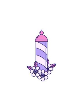 Bir berber direğinin ikonik dövme stili çizgi filminin yıldız patlaması etkisi animasyonu