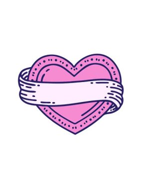 Neon geleneksel kalp ve bayrak stilinde dövmenin hareketli animasyonu