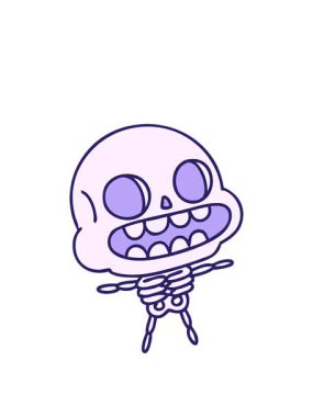 Mutlu bir cadılar bayramı iskeletinin çizgi filmini canlandırıyorum.