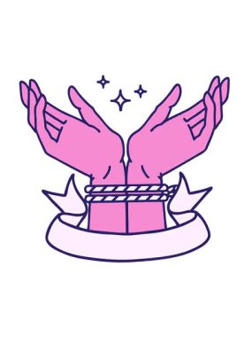 Bir çift bağlı el çizgi filminin bayrağının hareketli animasyonu