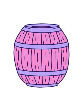 Dönen hareket animasyonu ahşap bir fıçının çizgi film karalaması.