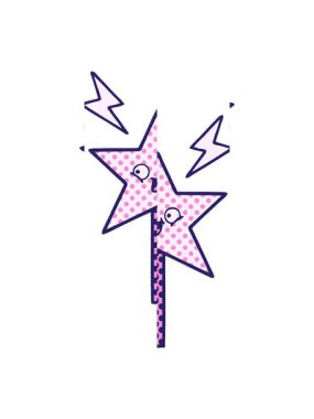 Sihirli bir değneğin çizgi roman stili animasyonunu bölme hareketi