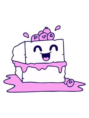 El çiziminin neon ışık efekti animasyonu komik çizgi film mutlu pasta dilimi