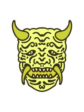 Geleneksel Japon tiyatro kabuki maskesinin renk değişimi