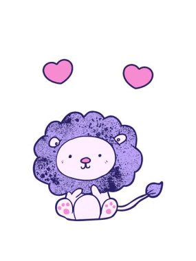 Tatlı bir aslanın dönen kalp animasyonu.