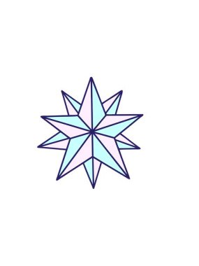 Dövmenin yatay titreşimli animasyonu geleneksel bir yıldız çizimi tarzında