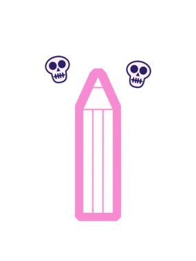 Bir kalem simgesinin vektör illüstrasyonunun dönen kafatası animasyonu