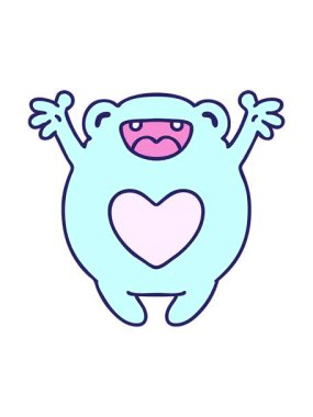 Mutlu bir kurbağanın aşk karikatürünün hareketli animasyonu