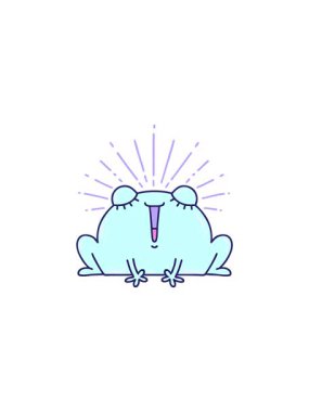 Geleneksel dövme stili mutlu kurbağa çizgi filminin satış animasyonu