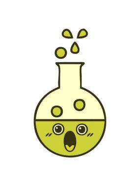 Bir test tüpünün sevimli çizgi filminin renk animasyonu değişiyor