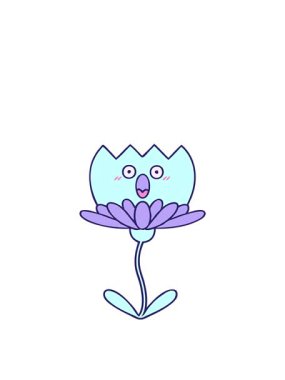 Nilüfer çiçeğinin çizgi filminin zıplama hareketi