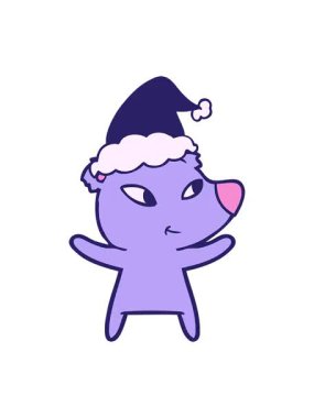 Noel Baba şapkası takan bir ayının el çizimi çiziminin canlandırma efekti