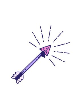 Geleneksel dövme stili çakmaktaşı uçlu okun dikkat çekici animasyonu