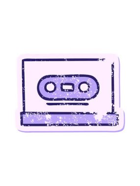 Sevimli bir çizgi film kasetinin kederli çıkartmasının hareketli animasyonu