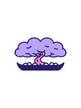 starburst effect animation of a bonsai tree in shallow pot