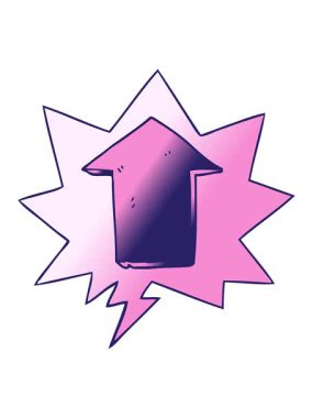 bob ve çizgi film animasyonu düz gradyan biçiminde konuşma baloncuğu ile ok işaret ediyor