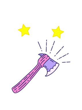 dönen yıldızlar geleneksel dövme stili balta animasyonu