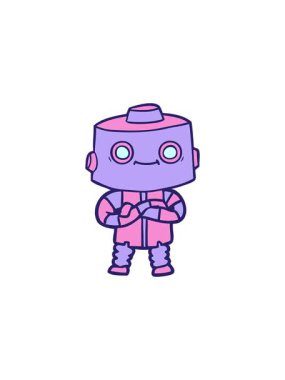 Bir çizgi film robot resminin yıldız patlaması etkisi animasyonu