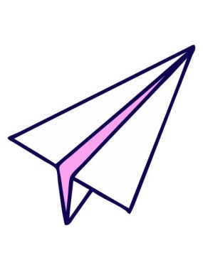 Bir kağıttan uçağın sevimli çizgi filminin neon ışık efekti canlandırması