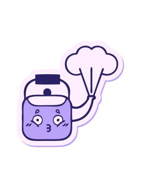 Işıltılı ışık efekti. Tatlı, dumanı tüten bir çizgi filmin çıkartmasının animasyonu.