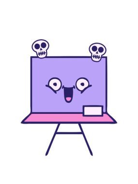 yazı tahtasının dönen kafatasları animasyonu