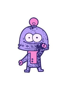 Ampullü mutlu bir robotun hareketli animasyonunu oynat