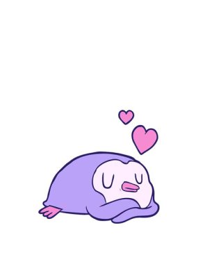 Karikatür penguen animasyonunu aşk dolu kalplerle genişletiyorum.