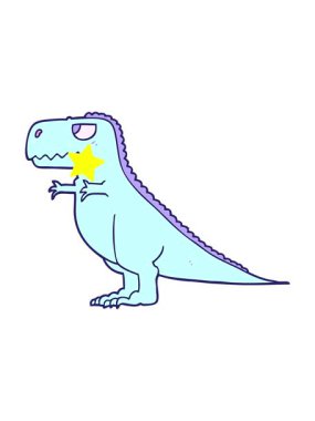 Parlayan yıldızlar karikatür dinozor animasyonunu etkiler.