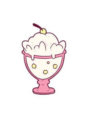 spinning motion animation of cartoon tasty dessert in bright glow color